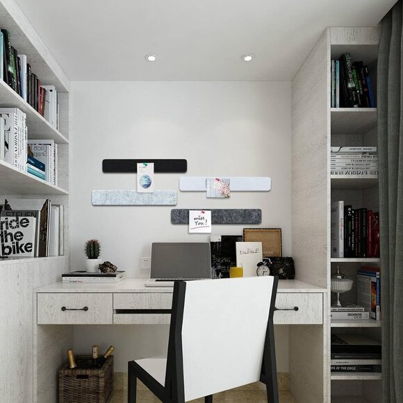 Felt Pin Board Bar 13"x2", Pack of 8 Bulletin Board Strips with 40 Push Pins, Ho - Picture 3 of 7